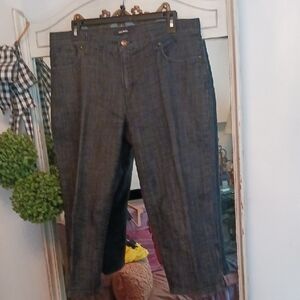 Daisy Fuentes Dark Wash Cropped Jeans Zipper At Ankle 12